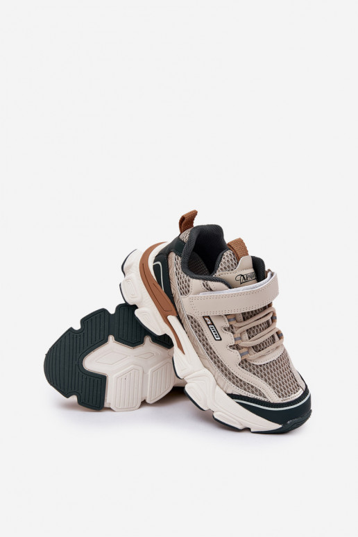 Scarpe modello sneakers scarpe Scarpe da ginnastica per bambini con chiusure adesive beige Ronivelle