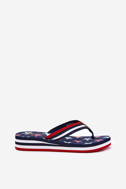 Pantofole Pantofole Femminile Su un cuneo Big Star RR274A127 blu scuro