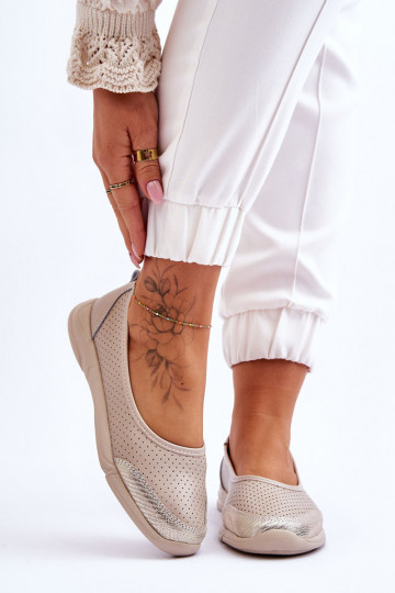 Pelle Femminile Ballerine traforate beige Lucy