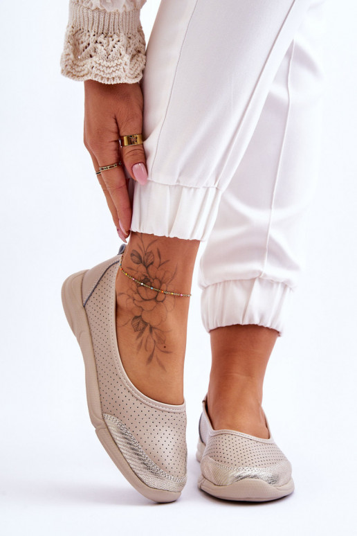 Pelle Femminile Ballerine traforate beige Lucy Pelle Femminile Ballerine traforate beige Lucy