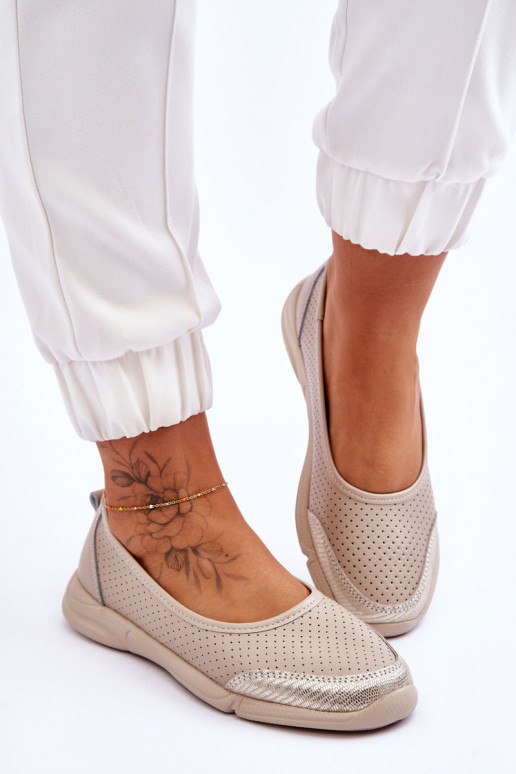 Pelle Femminile Ballerine traforate beige Lucy Pelle Femminile Ballerine traforate beige Lucy