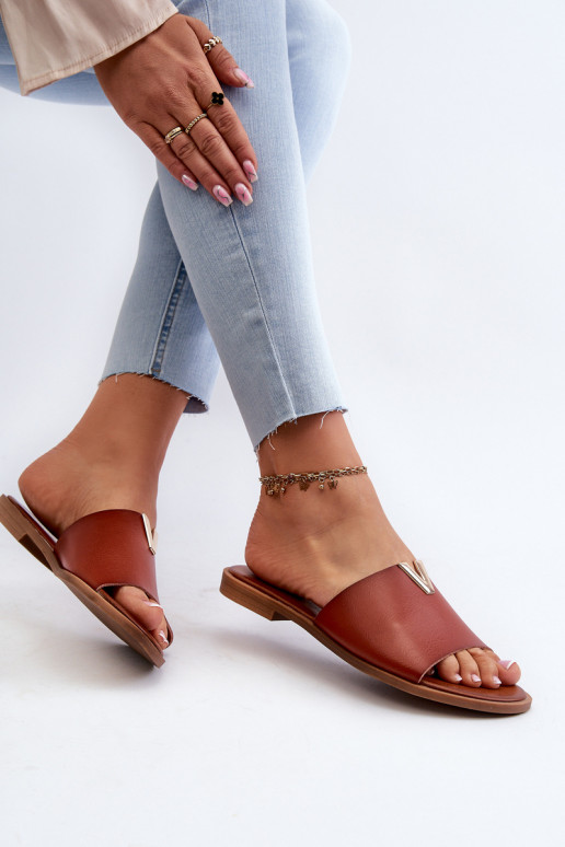 Pantofole da donna Eko Pelle con tacchi larghi colore marrone Develiha