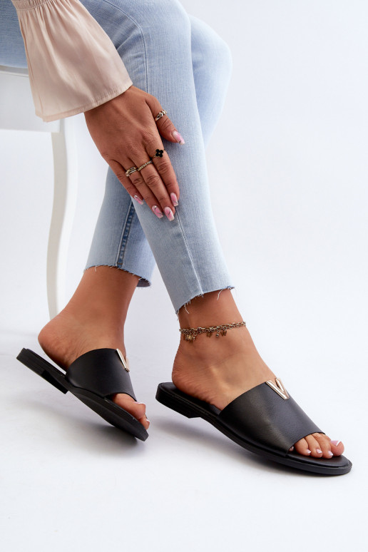 Pantofole da donna Eko Pelle con tacchi larghi colore nero Develiha