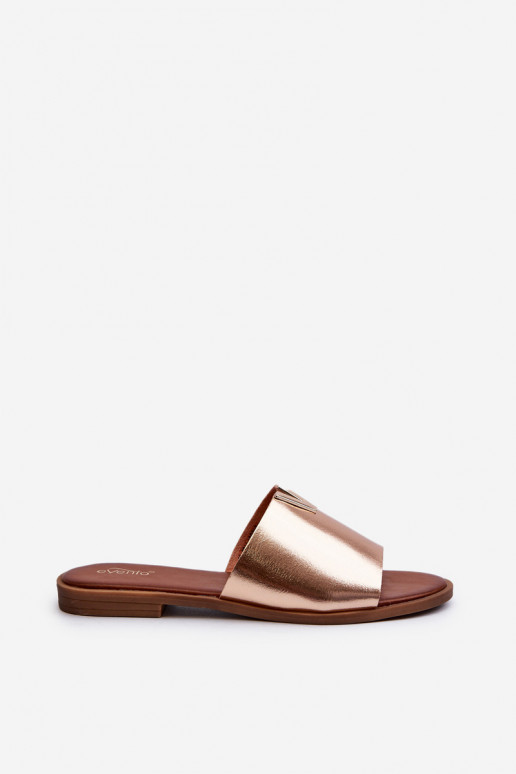 Pantofole da donna Eko Pelle con tacchi larghi colore dorato Develiha