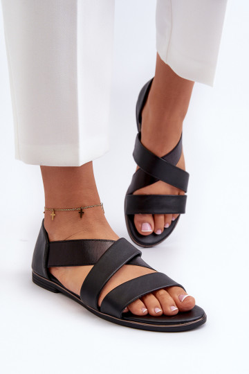 Sandali in pelle con nappina colore nero Apulia