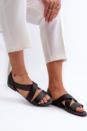 Sandali in pelle con nappina colore nero Apulia 2