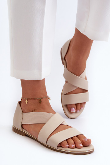 Sandali in pelle con nappina beige Apulia