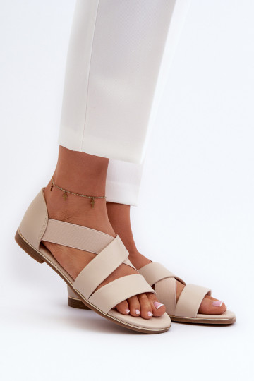 Sandali in pelle con nappina beige Apulia 2