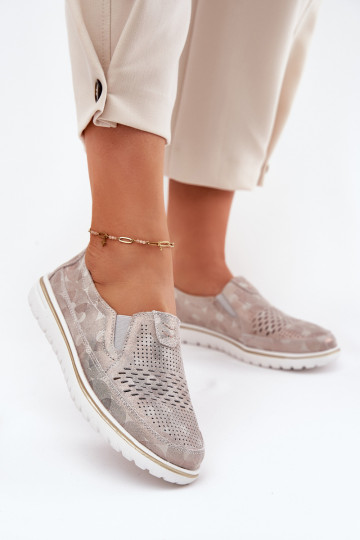 realizzato con scarpe in pelle scamosciata di un modello sorprendente in colore beige-oro Inez