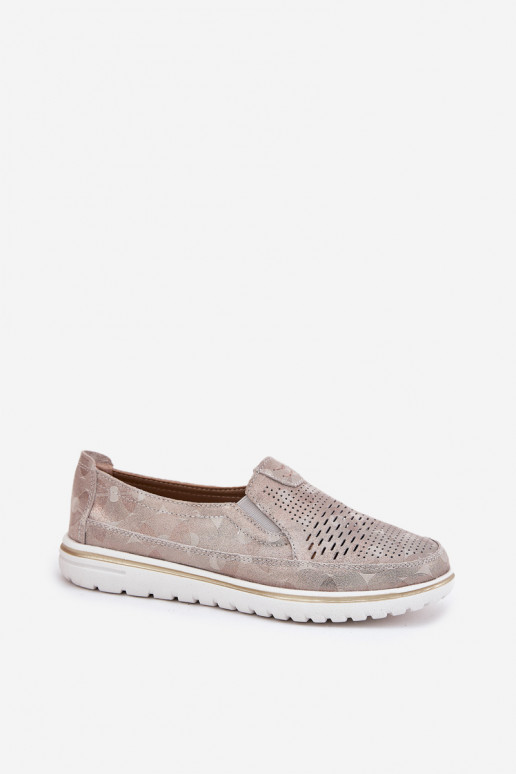 realizzato con scarpe in pelle scamosciata di un modello sorprendente in colore beige-oro Inez