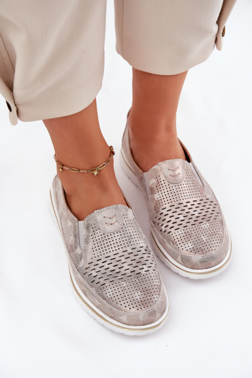 realizzato con scarpe in pelle scamosciata di un modello sorprendente in colore beige-oro Inez