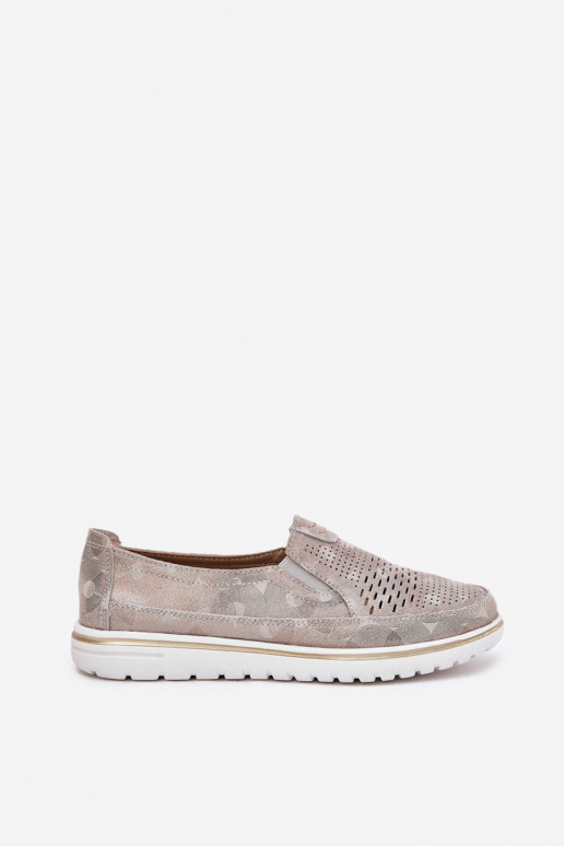 realizzato con scarpe in pelle scamosciata di un modello sorprendente in colore beige-oro Inez