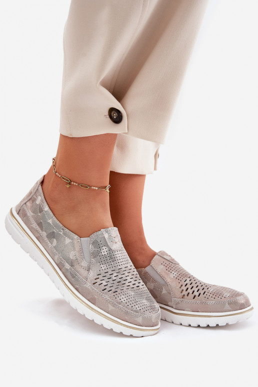 realizzato con scarpe in pelle scamosciata di un modello sorprendente in colore beige-oro Inez