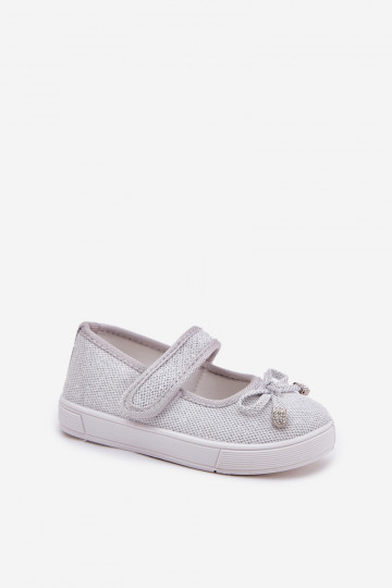 ballerine per bambini con nastri color argento Amirinas