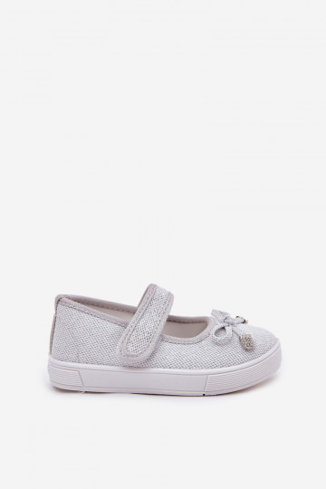 ballerine per bambini con nastri color argento Amirinas 2