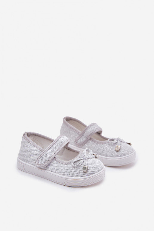 ballerine per bambini con nastri color argento Amirinas