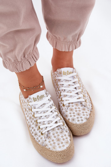 Elegantellato Scarpe per il tempo libero con una piattaforma Con treccia Lee Cooper LCIN-25-08-3648L Bianco-colore dorato 2