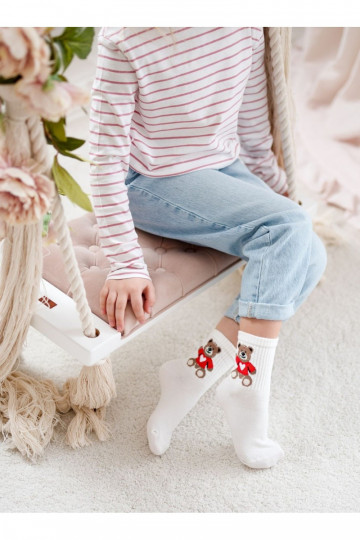 Calzini per bambini Gioventù Orsi di peluche colore avorio
