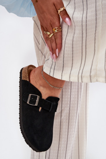 pantofole in pelle scamosciata Zoccoli Femminile con fibbie Big Star RR274A384 colore nero 2