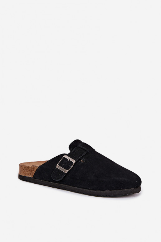 pantofole in pelle scamosciata Zoccoli Femminile con fibbie Big Star RR274A384 colore nero