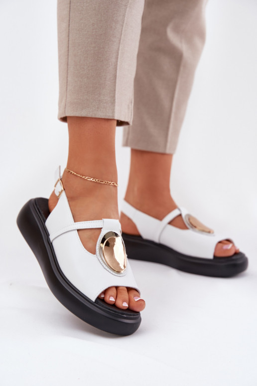 Pelle Stile elegante Sandali da donna S.Barski GR51-603 Colore bianco