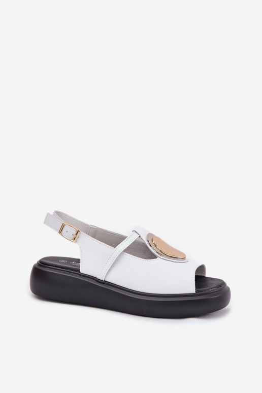 Pelle Stile elegante Sandali da donna S.Barski GR51-603 Colore bianco