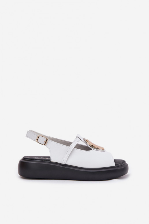 Pelle Stile elegante Sandali da donna S.Barski GR51-603 Colore bianco