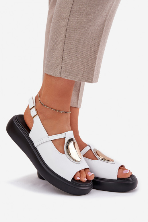 Pelle Stile elegante Sandali da donna S.Barski GR51-603 Colore bianco