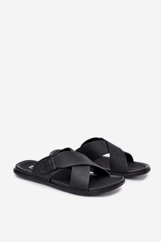 Pantofole in pelle Deveschio con fibbie Big Star RR174076 colore nero Pantofole in pelle Deveschio con fibbie Big Star RR174076 colore nero