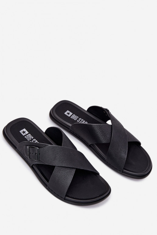 Pantofole in pelle Deveschio con fibbie Big Star RR174076 colore nero Pantofole in pelle Deveschio con fibbie Big Star RR174076 colore nero