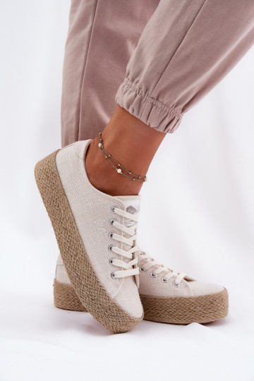 Scarpe per il tempo libero con una piattaforma Con treccia Lee Cooper LCIN-25-02-3284 colore avorio 2