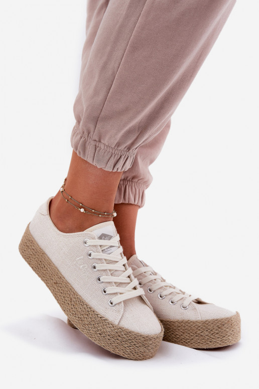 Scarpe per il tempo libero con una piattaforma Con treccia Lee Cooper LCIN-25-02-3284 colore avorio