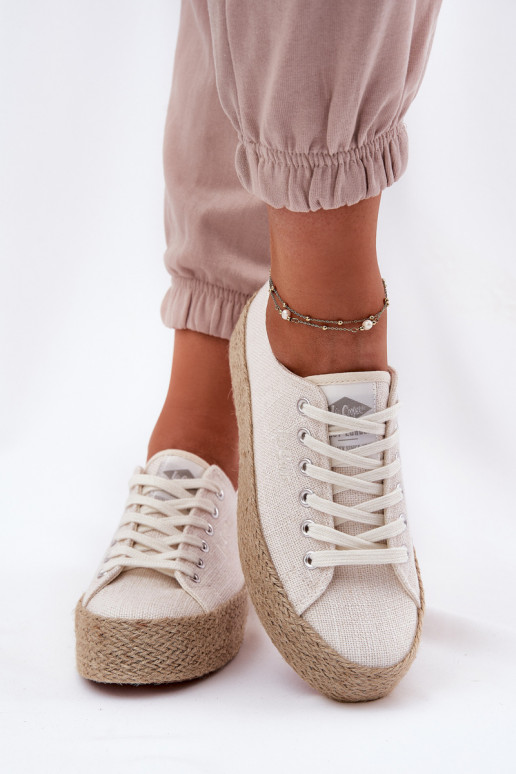 Scarpe per il tempo libero con una piattaforma Con treccia Lee Cooper LCIN-25-02-3284 colore avorio