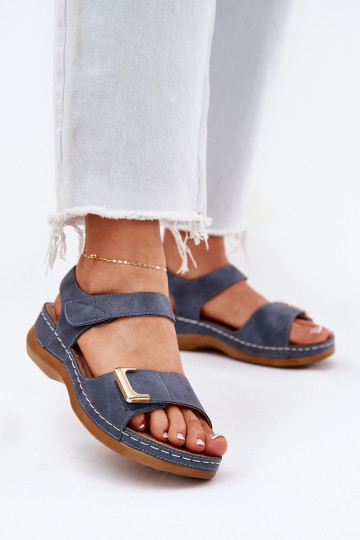 Comodi sandali da donna Su un cuneo colore blu Sadevale 2