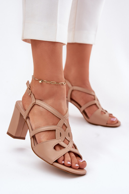 Femminile Sandali col tacco alto Documentazione Sergio Leone SK884 beige