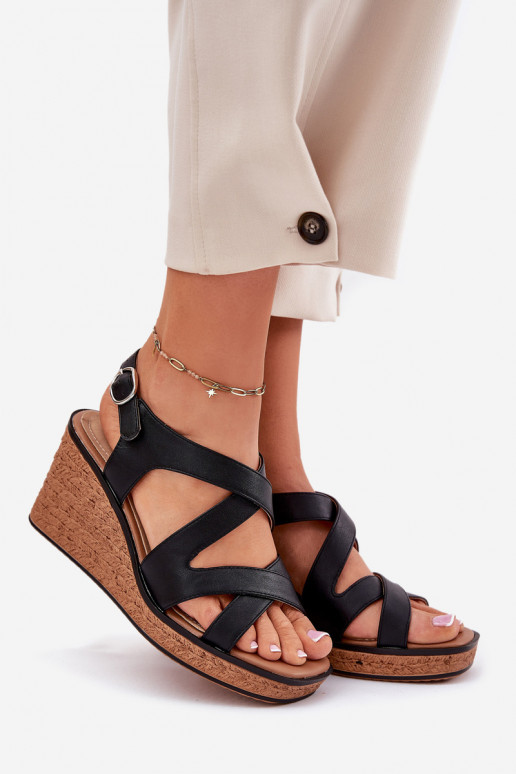 Sandali da donna Su un cuneo Sergio Leone SK223 colore nero