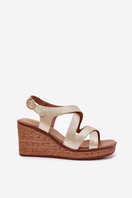 Sandali da donna Su un cuneo Sergio Leone SK223 colore dorato