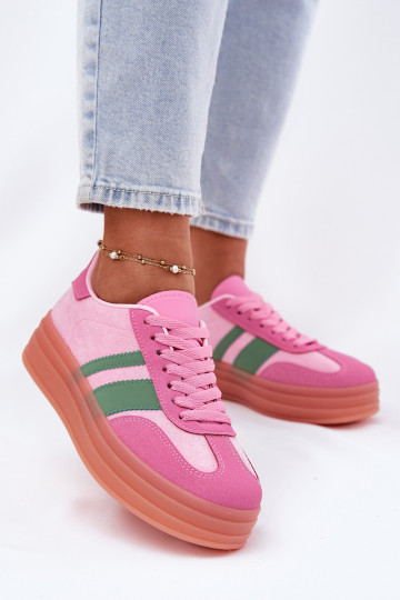 Basso Scarpe modello sneakers con una piattaforma colore rosa Ovivene