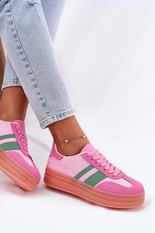Basso Scarpe modello sneakers con una piattaforma colore rosa Ovivene Basso Scarpe modello sneakers con una piattaforma colore rosa Ovivene