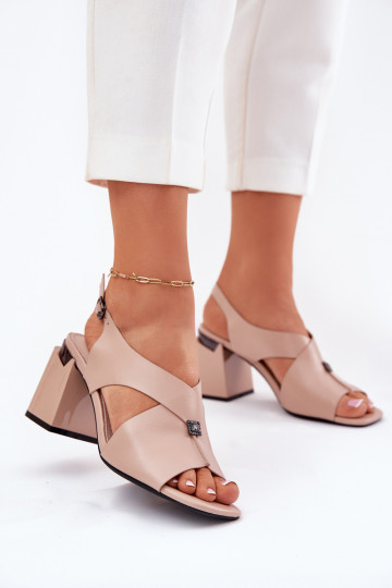 Sandali eleganti con tacco alto, Vinceza 62238, colore sabbia