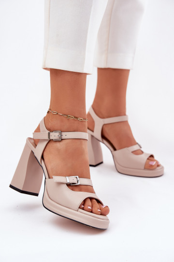 Pelle Sandali con tacco alto da donna Vinceza 77110 beige 2