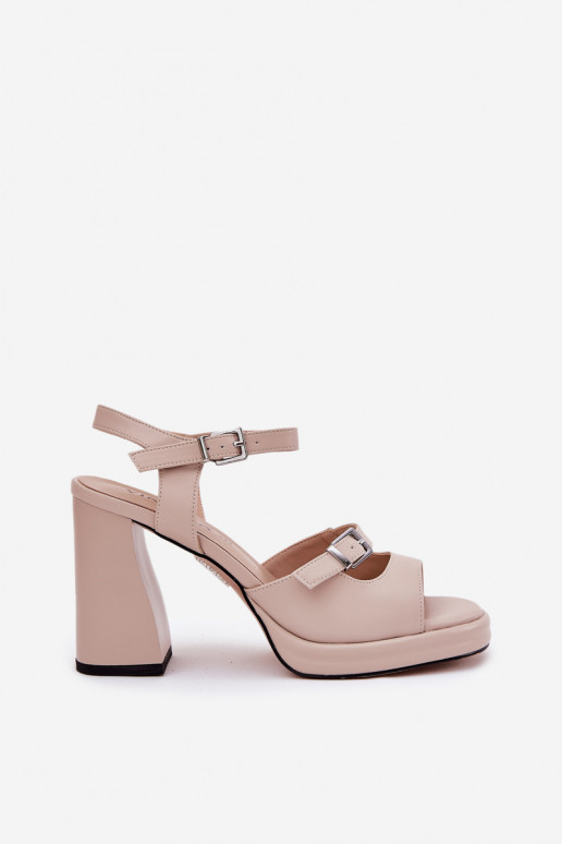 Pelle Sandali con tacco alto da donna Vinceza 77110 beige