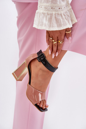 Sandali verniciati da donna con tacco, Vinceza 20266, colore rosa 2