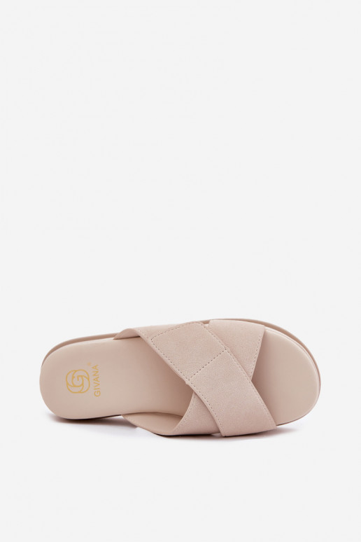 Pantofole da donna con una piattaforma Z Przeplatającymi Się Paskami beige Rinasara