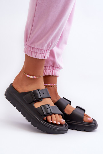 Ciabatte da donna con schiuma con una piattaforma colore nero Melorea 2