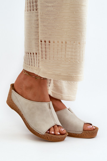 Comode pantofole da donna Su un cuneo Inblu NG000002 beige 2