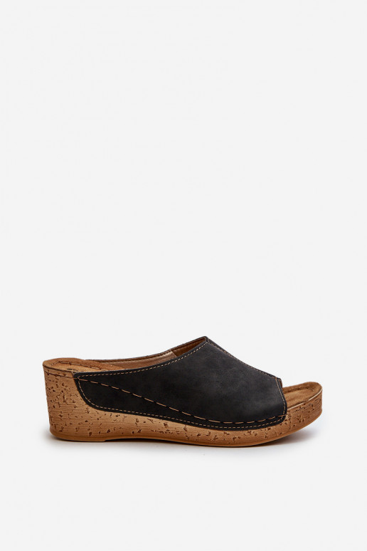 Comode pantofole da donna Su un cuneo Inblu NG000002 colore nero