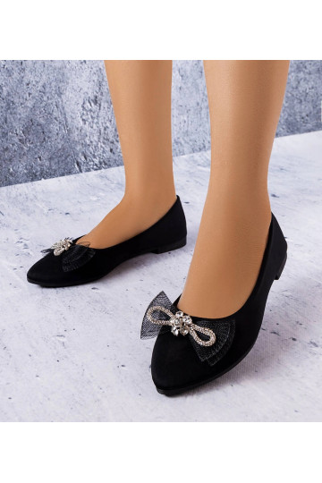 Scarpe nere con fiocchetto e strass, "LaGarde"