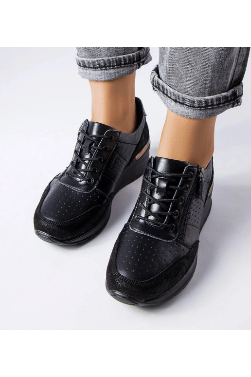 Stivaletti neri traforati in pelle,...