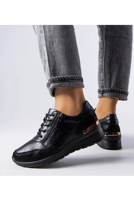 Stivaletti neri traforati in pelle,...